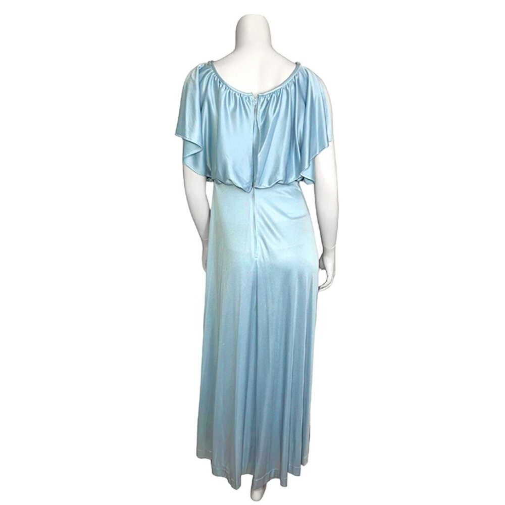 VINTAGE 1970s Ice Blue Gown - Picture 4 of 7